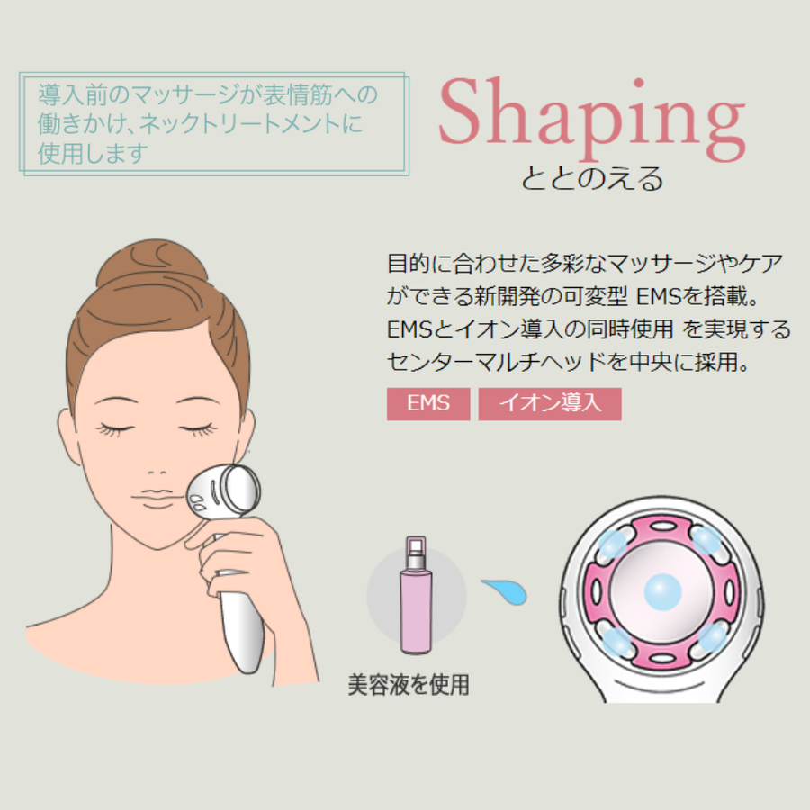 パルフェリュクス／イーポレーション・ＥＭＳ・ＲＦ・イオン導入搭載美容機器（１０機能）　