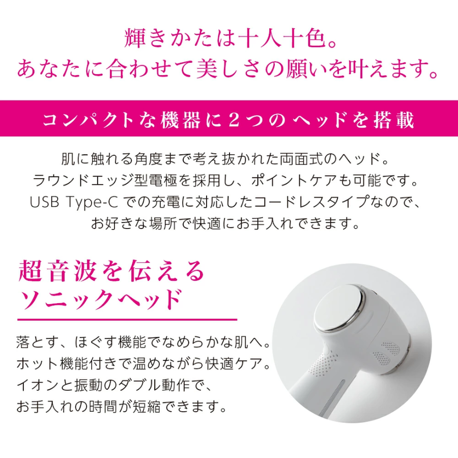 パルフェリュクス／イーポレーション・ＥＭＳ・ＲＦ・イオン導入搭載美容機器（１０機能）　