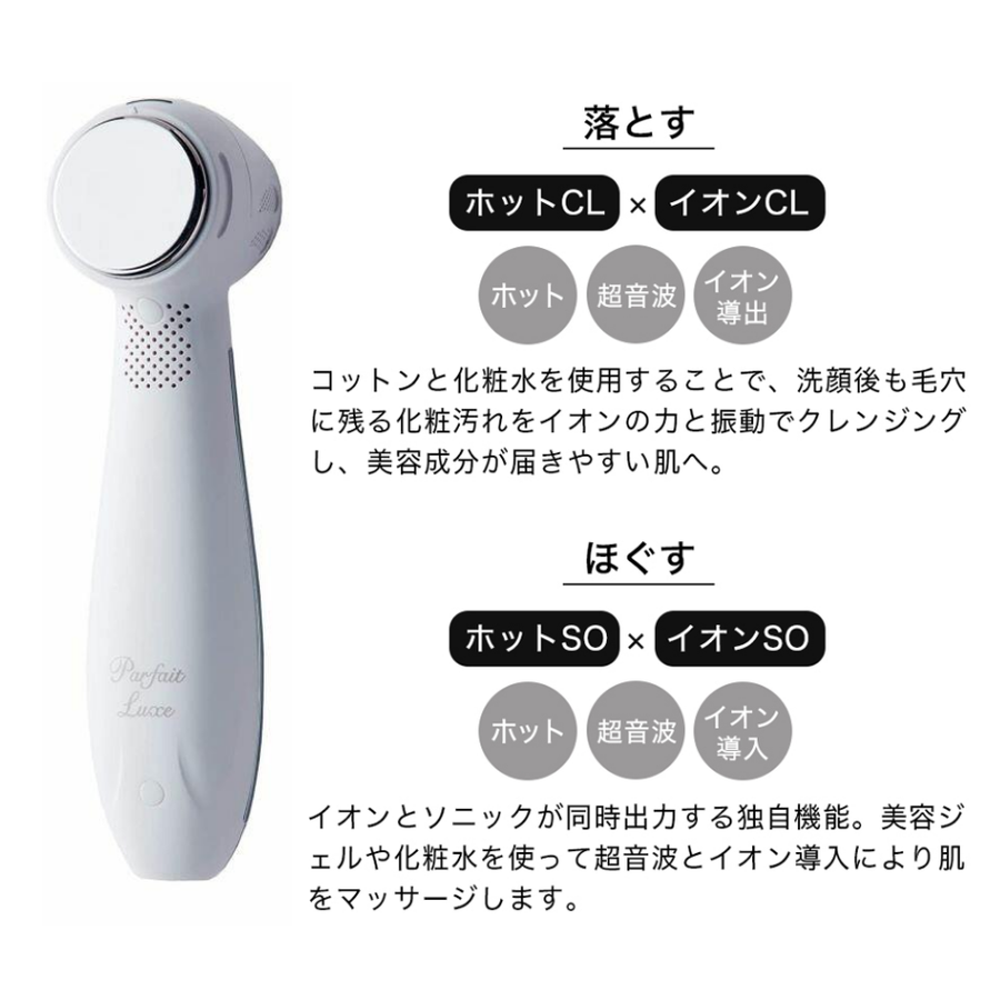 パルフェリュクス／イーポレーション・ＥＭＳ・ＲＦ・イオン導入搭載美容機器（１０機能）　