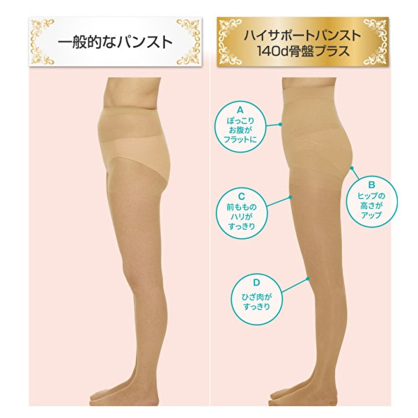 Ｂｅｆｉｔ ビーフィット ハイサポートパンスト１４０デニール 骨盤プラス （カラー２色 ）骨盤腹部サポートスッキリ 弾性 血行 リンパ むくみ 医療 下肢静脈消臭 美脚 補正 ヒップアップ 段階着圧 エルローズ