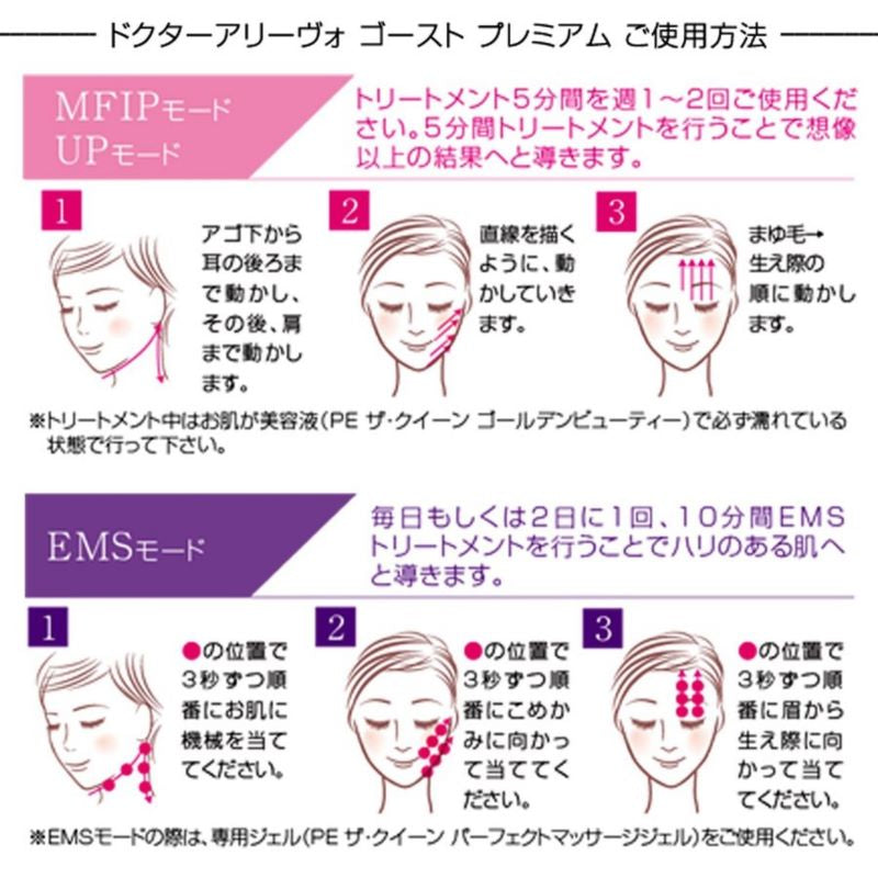 ドクターアリーヴォ ゴーストプレミアム／P.E ゴールデンビューティー ザ セラム（４０ｍｌ）セット　　ホームエステ美顔器 MFIP EMS 弾力 リフトアップ 表情筋 肌荒れ ＬＥＤ シワ 目元 毛穴 たるみ 目の下 ハリ キメ シミ くすみ ほうれい線 エイジング