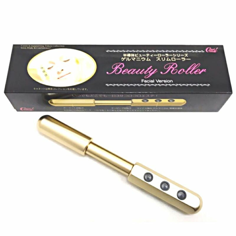 キャネット　ゲルマニウムスリムローラー　（９５ｇ）　美容機器 ローラー 引締め フェイスライン ハリ ツヤ マッサージ ゲルマニウム 回転 タッピング スリミング