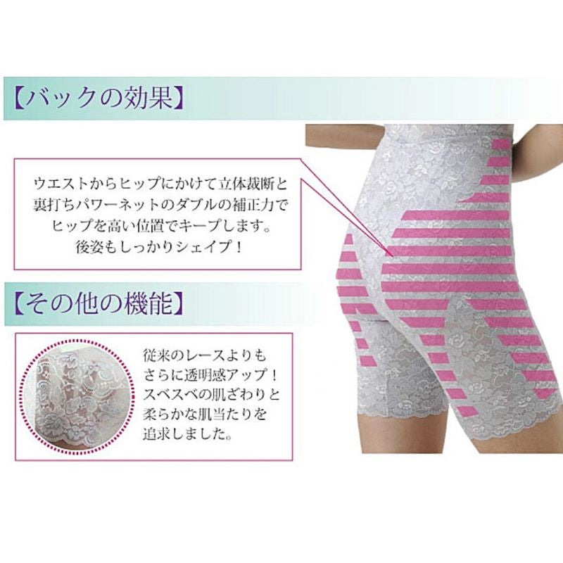 ミディアム補正 総レース 多機能補正ロングガードル（カラー全６色）ＴＹＪ９０ セクシー レース 腹部ヒップ 太もも 伸縮 肌触り シェイプ タムラ