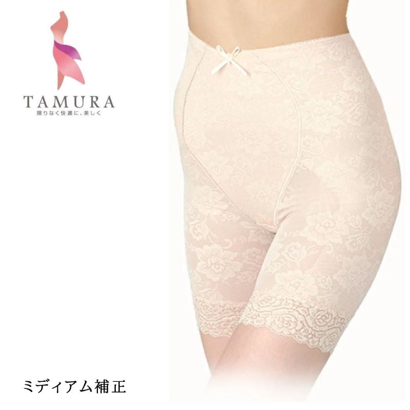 ミディアム補正 綿混素材 花柄パワーネット 多機能ロングガードル（カラー３色） New ＹＴＪ０７Ｍ〜４Ｌ 日本製 汗サラサラ 食い込み ウエストレース 薄手 ほつれ タムラ