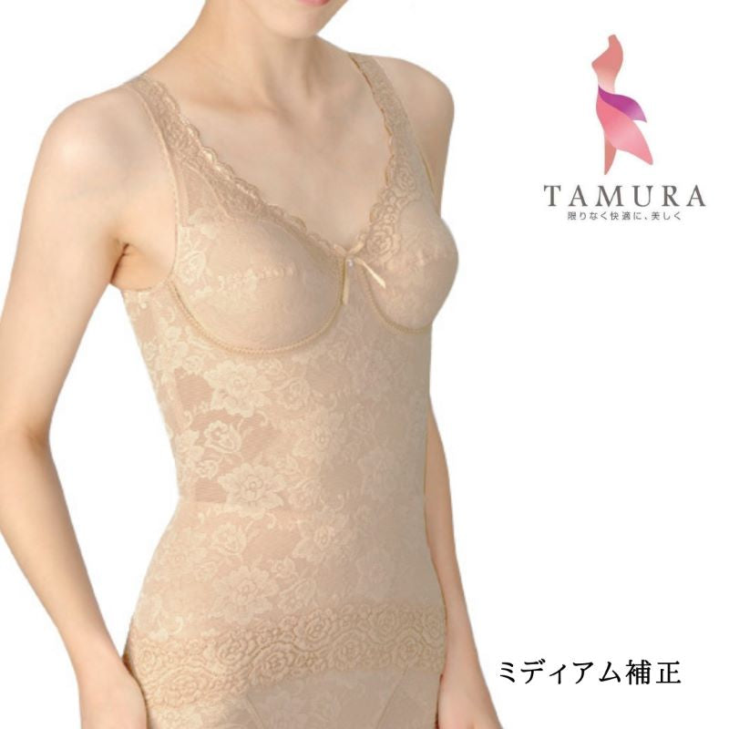 ミディアム補正 綿混素材 花柄パワーネット 多機能ボディシェイパー （カラー３色） New ＹＴＰ０７ Ｍ〜４Ｌ 日本製 汗 サラサラ 食い込み ウエスト レース 薄手 ほつれ タムラ