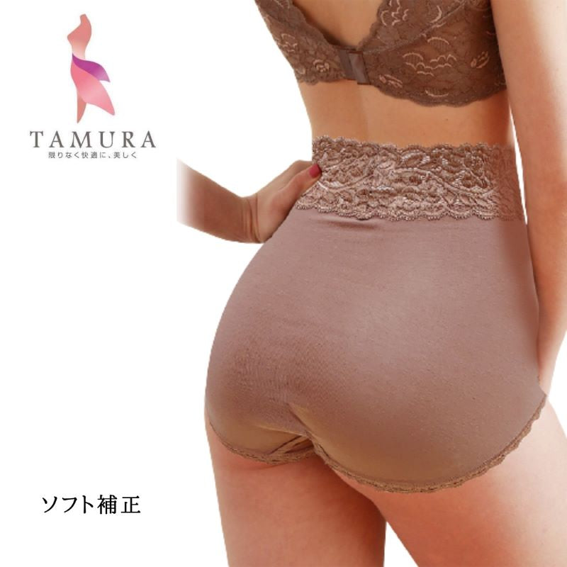 ソフト補正 綿混のびのびフィットショーツ３枚セット（カラー全３色）ＴＰＦ３８ ショーツ フィット 綿混ヒップ 食い込み すっぽり ストレッチレース 柄 補正肌当たり 艶 圧迫 軽減 柔らか 滑らか 長綿繊維 ゴム不使用 タムラ