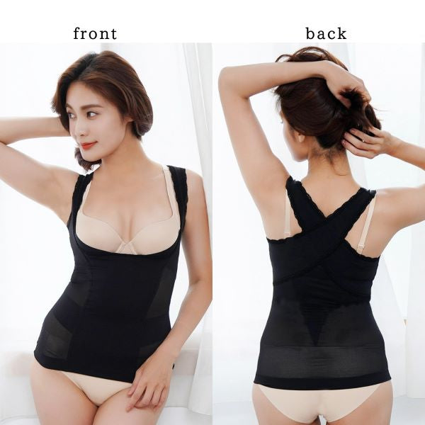 ハードメイクＸタイプ 姿勢コンシャス新バストアップシェイパー （ブラック）TEQ03  姿勢バスト クロス サポート 胸 肩甲骨 ウエスト 猫背 補正ボディシェイプ タムラ ネコポス