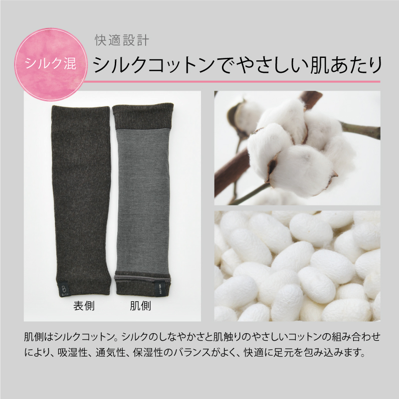 Ｂｅｆｉｔ　ビーフィット　あったかサポートシルクレッグウォーマー／ＮＥＷ光電子繊維　（チャコールグレー）　ネコポス対応商品　光電子エルローズ あったか 冷え  保温 インナー あったか 二重編 遠赤外線 吸湿 ムレ
